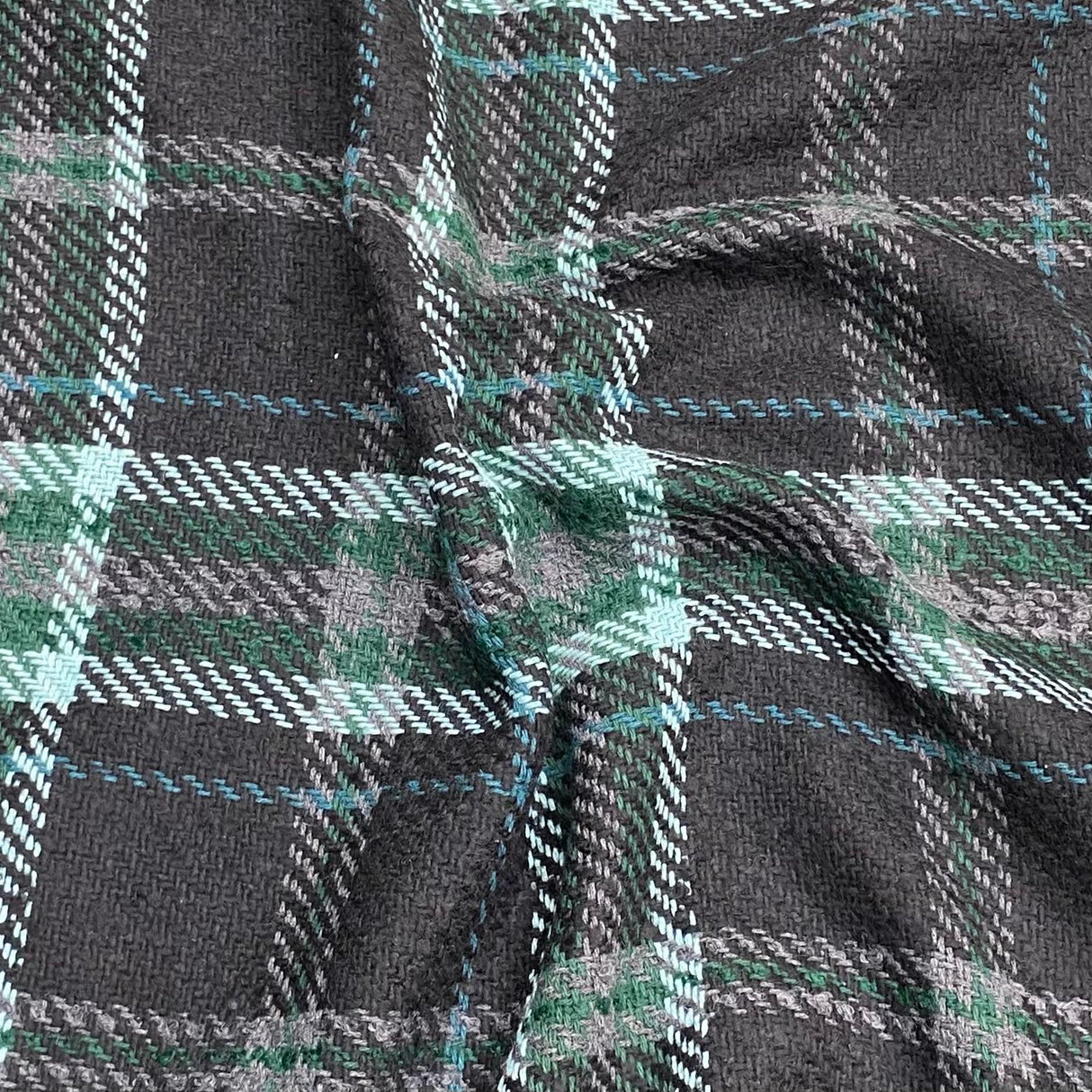 Premium Wool Rich Fabric 55" Wide (Black & Green)