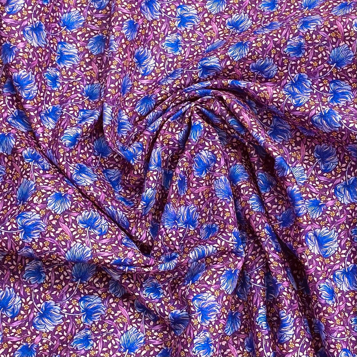 3 Metres, Luxury Dressmaking 100% Digital Printed Cotton Lawn- 55" (Purple Garden)