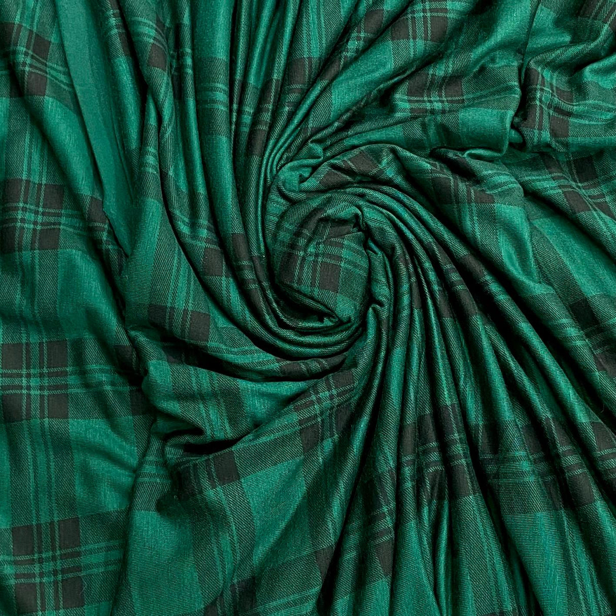 3 Metre Luxurious Printed Soft Viscose Jersey - 55" (Green Checks)