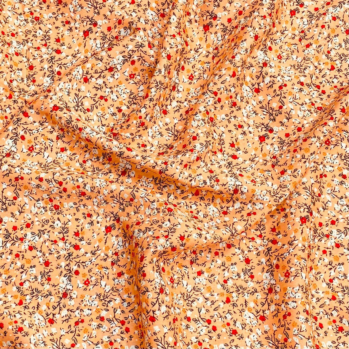 3 Metres, Premium Quality, Printed Dressmaking Viscose - 55" Wide (Orange Flowers)