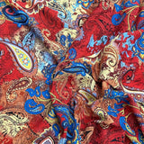 3 Metres, Premium Quality, Printed Dressmaking Viscose - 55" Wide (Red Paisley)