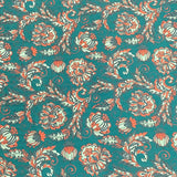 Per Metre Printed Cashmere Effect Crepe Fabric- 45" Wide (Teal)