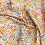 Per Metre Printed Cashmere Effect Crepe Fabric- 45" Wide (Orange Paisley)