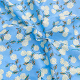 Luxury Dressmaking 100% Digital Printed Cotton Lawn- 55" (Sky Floral)