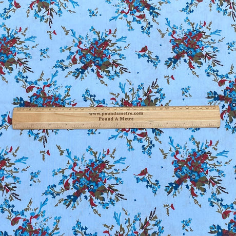 5 Metres Luxury 100% Cotton - 36" Wide (Sky Floral)