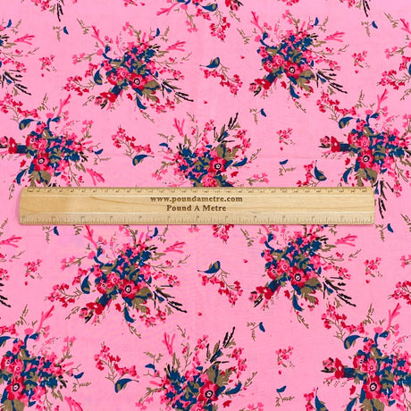 5 Metres Luxury 100% Cotton - 36" Wide (Pink Floral)