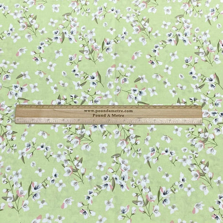 3 Metres, Premium Quality, Printed Dressmaking Viscose Crepe - 55" Wide (Pale Green Floral)