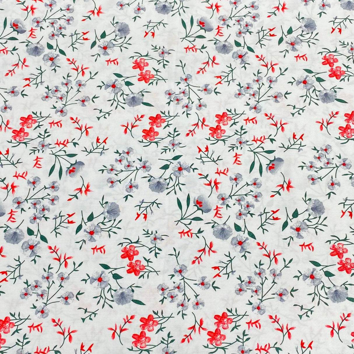 3 Metres, Premium Quality, Printed Dressmaking Viscose - 55" Wide (White Floral)