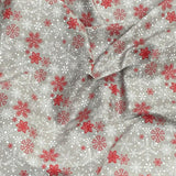 3 Metres Super Soft Christmas Print Poplin Cotton - 45" Wide (Stars Grey)