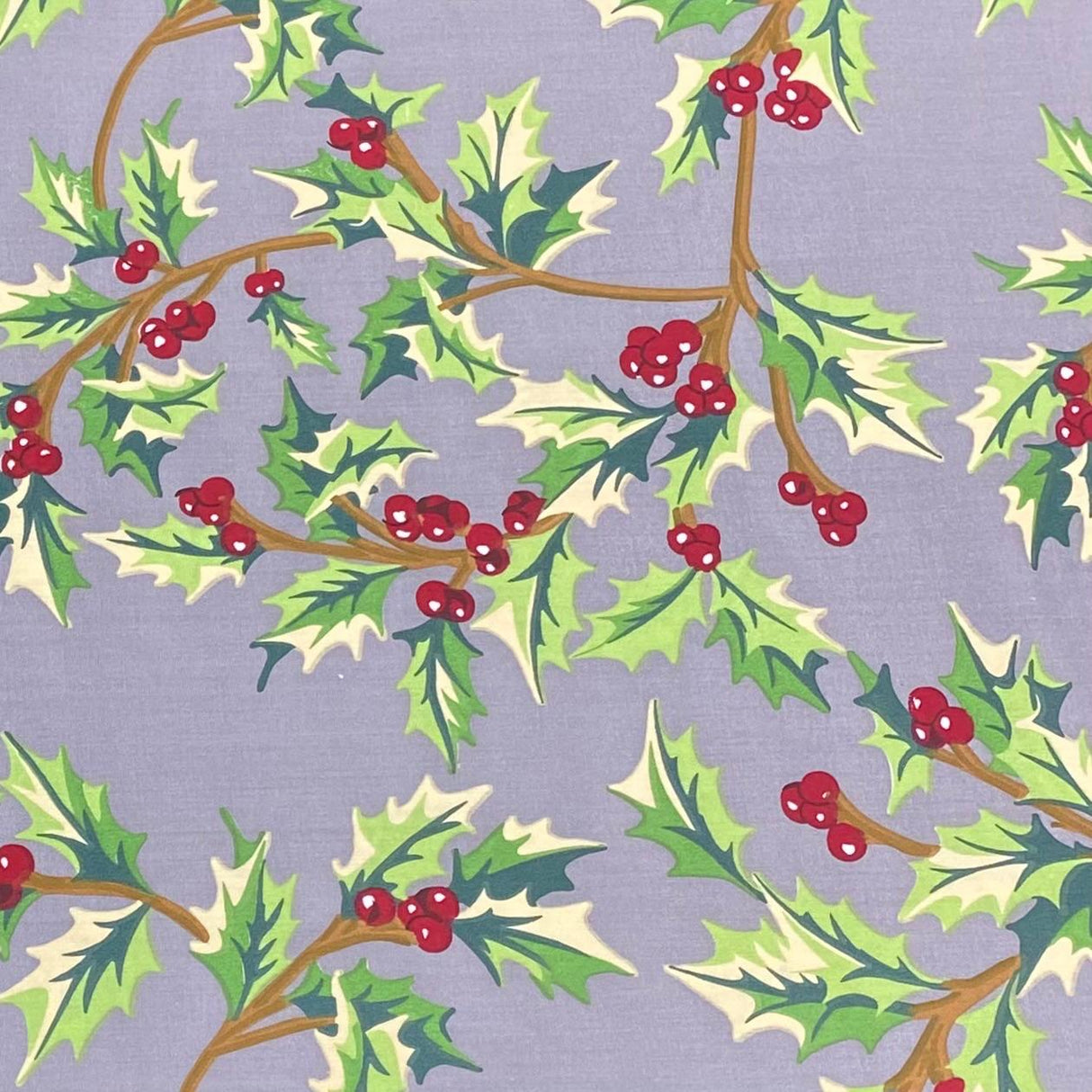 3 Metres Super Soft Christmas Print Poplin Cotton - 45" Wide (Mistletoe Grey)