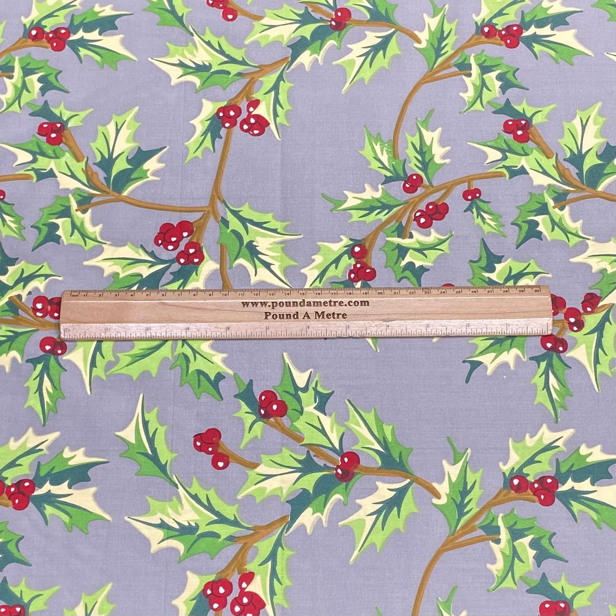 3 Metres Super Soft Christmas Print Poplin Cotton - 45" Wide (Mistletoe Grey)