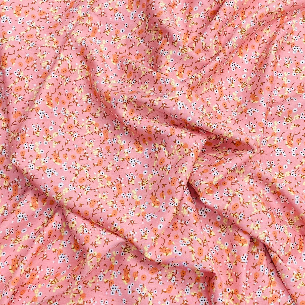 3 Metres, Premium Quality, Printed Dressmaking Viscose - 55" Wide (Peachy Pink)