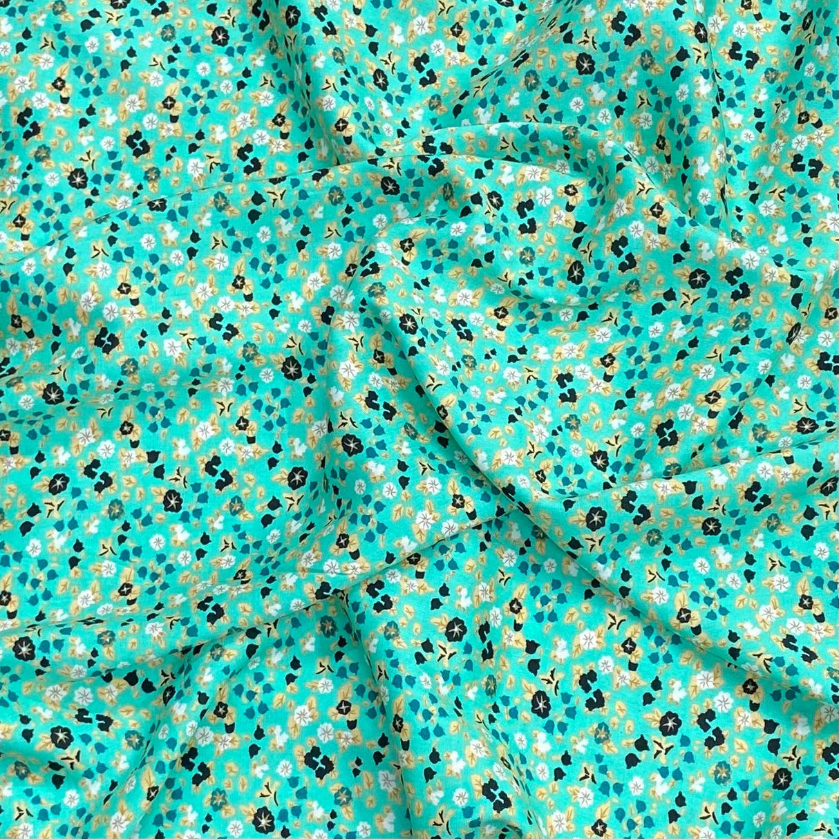 3 Metres, Premium Quality, Printed Dressmaking Viscose - 55" Wide (Green Flowers)