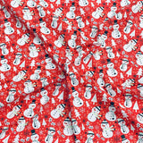 3 Metres Super Soft Christmas Print Poplin Cotton - 45" Wide (Snowman Red)