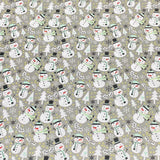 3 Metres Super Soft Christmas Print Poplin Cotton - 45" Wide (Snowman Grey)