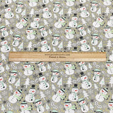 3 Metres Super Soft Christmas Print Poplin Cotton - 45" Wide (Snowman Grey)