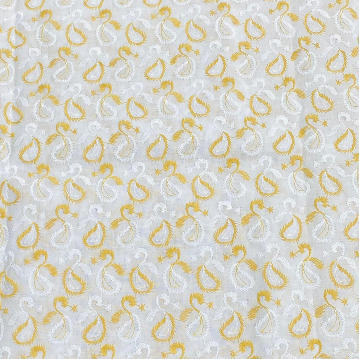 3 Metre Broderie Anglaise Floral Cotton - 45" Wide (Gold & White)