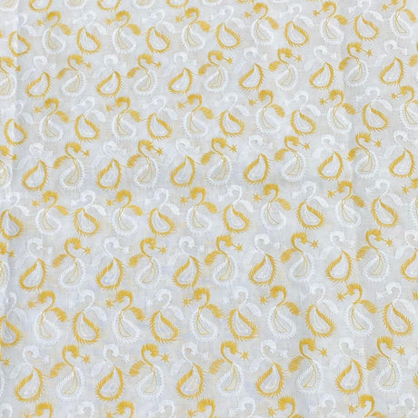 3 Metre Broderie Anglaise Floral Cotton - 45" Wide (Gold & White)