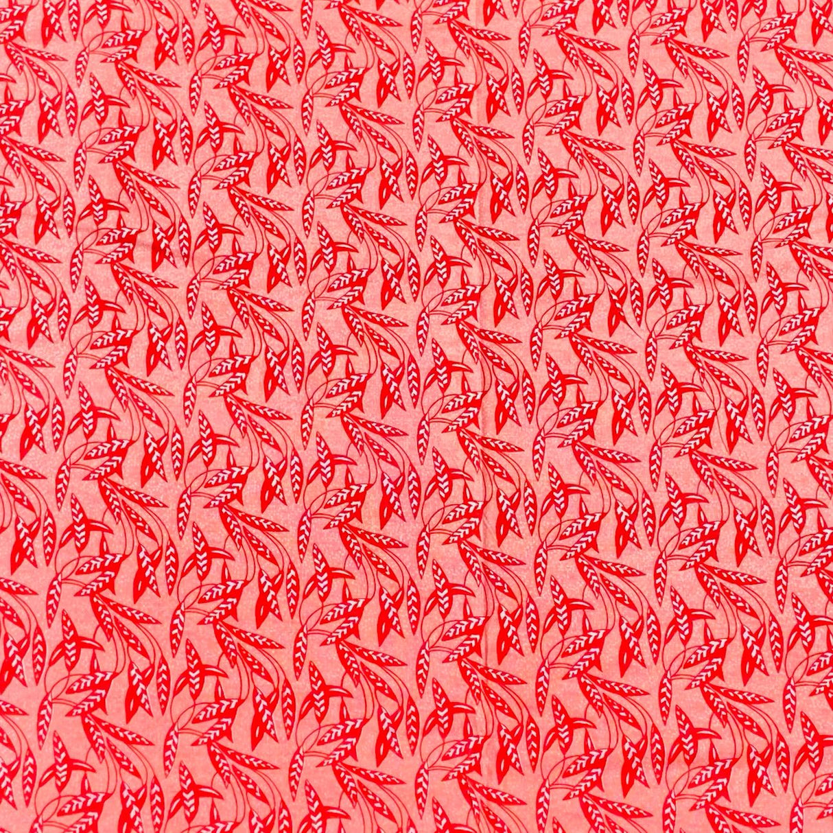 5 Metres Luxury 100% Cotton - 36" Wide (Coral Leafs)