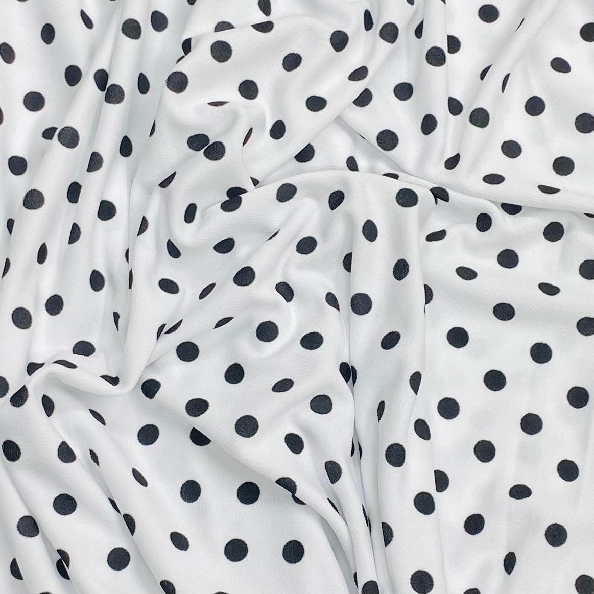 3 Metre Luxurious Soft Viscose Jersey - 55"-  (Black & White Polka)