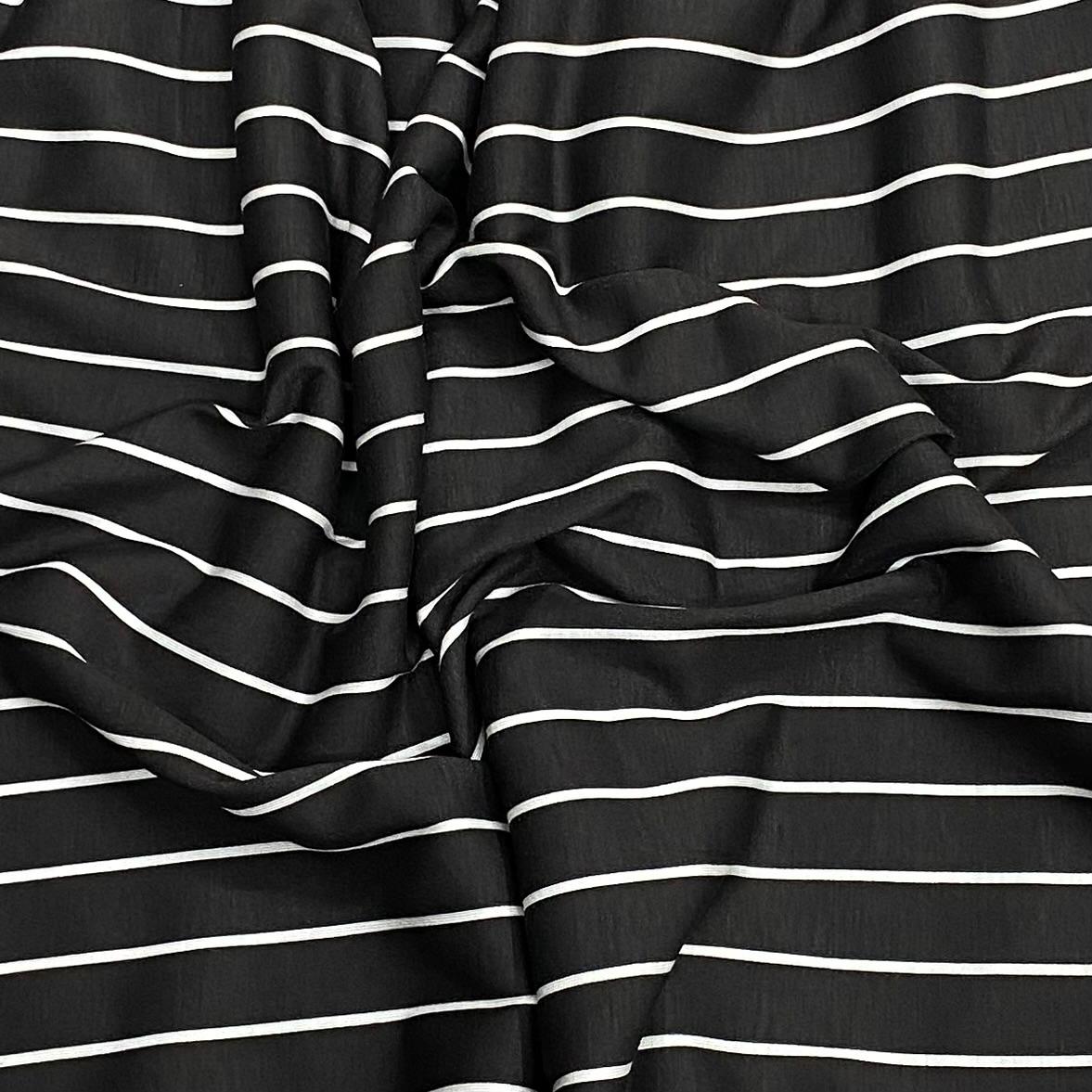 3 Metre Luxurious Soft Viscose Jersey - 55"-  (Black & White Stripes)