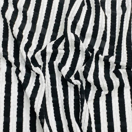 3 Metre Luxurious Soft Printed Ribbed Jersey - 55" (Black & White)