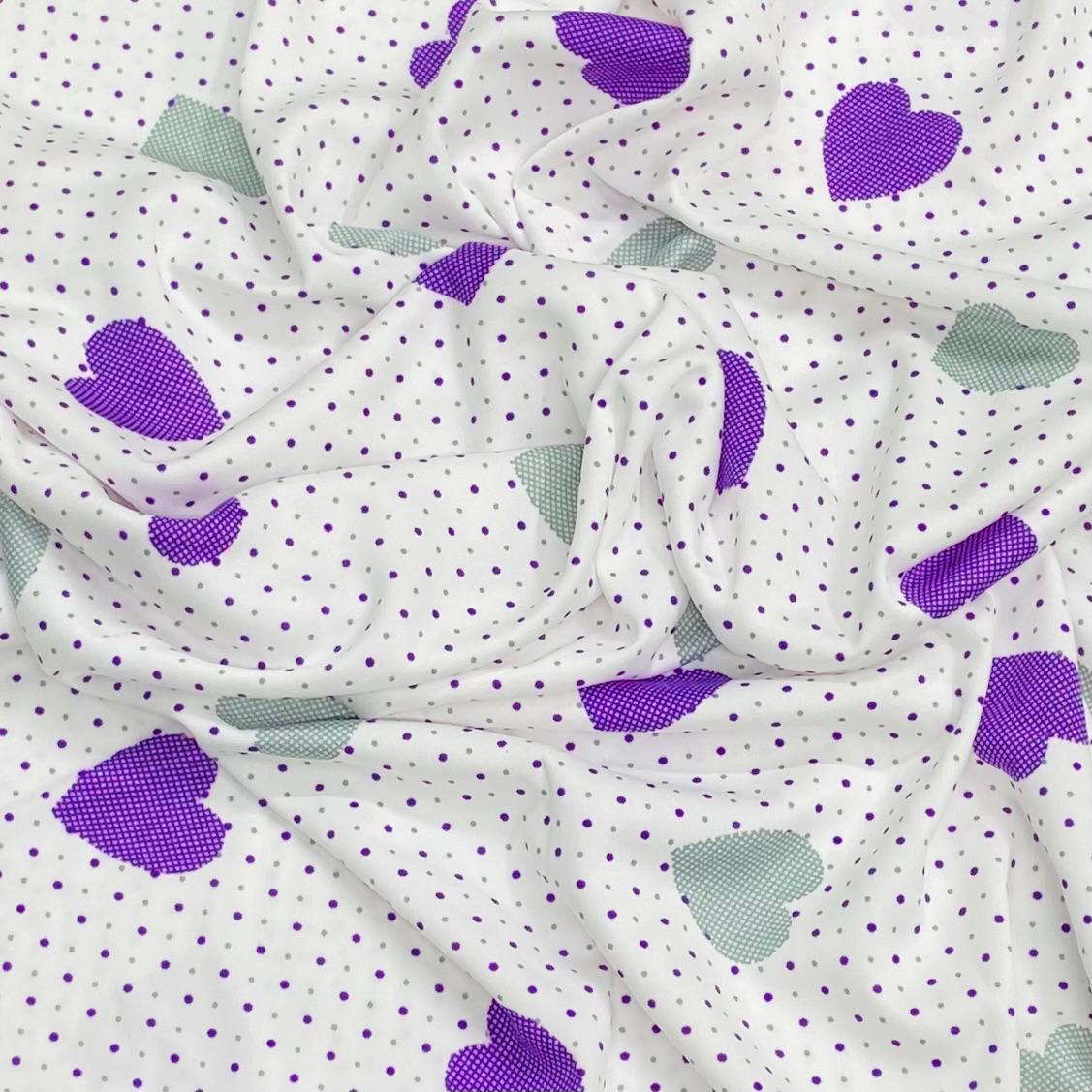 3 Metres Luxurious Polyester Jersey 45” Wide - (Purple & White)