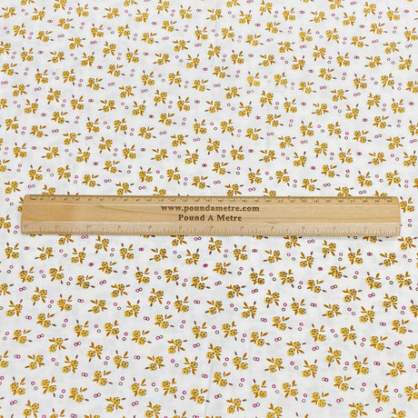 3 Metres Luxury 100% Cotton - 36" Wide ( White & Gold )