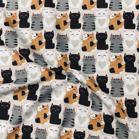 Per Metres High Quality Brushed Cotton - 45" Wide (Cats)