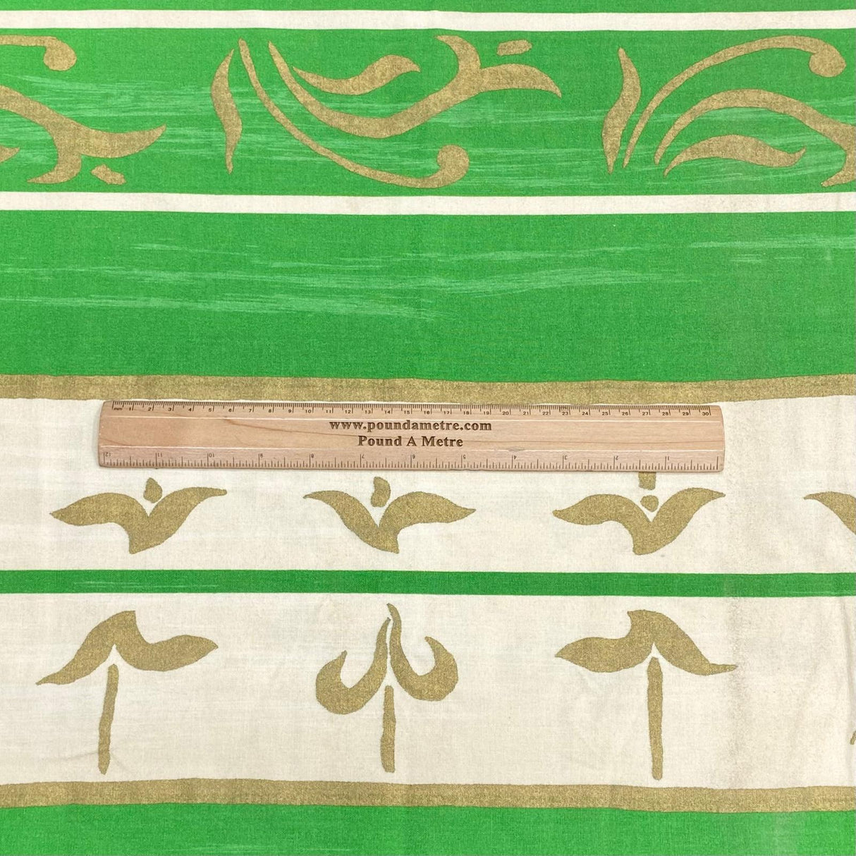 3 Metres Luxury 100% Cotton - 60" Wide (Green & Gold) Made In Britain