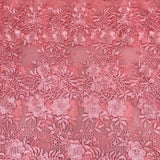 3 Metres Luxury Detailed Embroidered Bridal Lace Fabric - 55" Wide Dark Pink