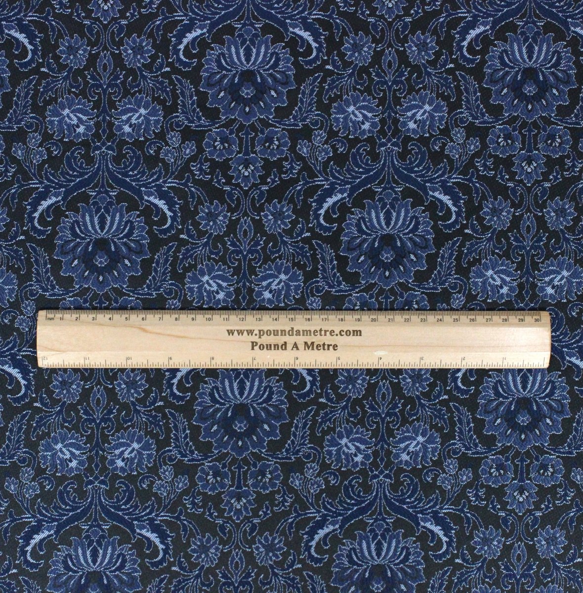 Per Metre Luxury Floral Brocade- 55” Wide (Navy & Black Floral) - Pound A Metre