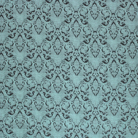 Per Metre Luxury Floral Brocade- 55” Wide (Turquoise & Black Baroque) - Pound A Metre