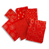 18 Piece Super Christmas Fat Quarter Bundle- 100% Cotton With Gold Foil (Designs Will Vary) - Pound A Metre