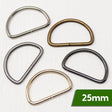 25mm Metal D-Rings For Bags- 4 Colours- Pack Of 2 - Pound A Metre