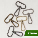 25mm Snap Hooks For Bags- 4 Colours- Pack of 2 - Pound A Metre