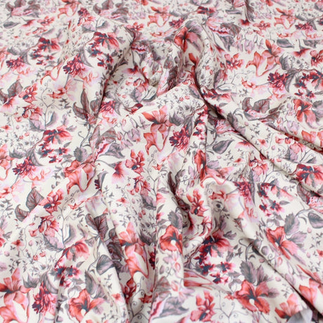 3 Metre Deluxe Santorini Floral Soft Crepe ‘Melody’ 45" Wide Cream - Pound A Metre