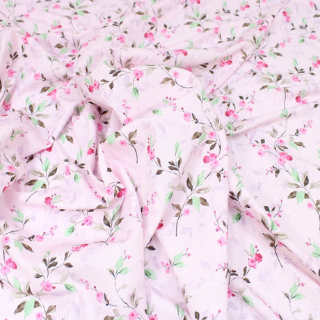 3 Metre Deluxe Santorini Floral Soft Crepe ‘Pastel Edition - Elegant Liberty’ 45" Wide Pastel Pink - Pound A Metre