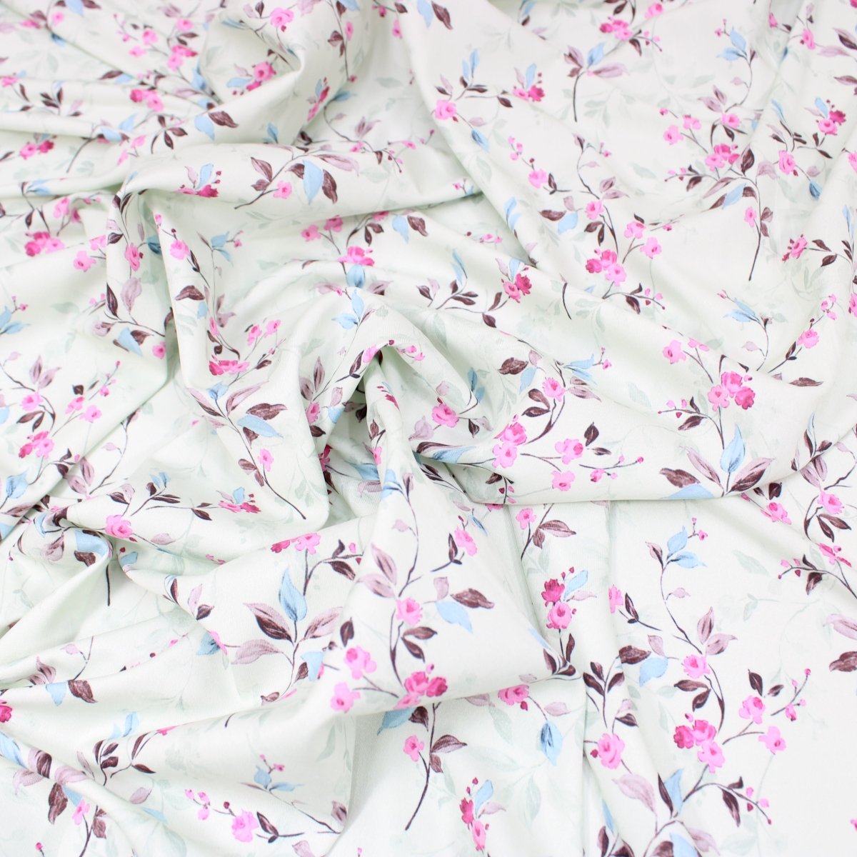 3 Metre Deluxe Santorini Floral Soft Crepe ‘Pastel Edition - Elegant Liberty’ 45" Wide Pastel Tea Green - Pound A Metre