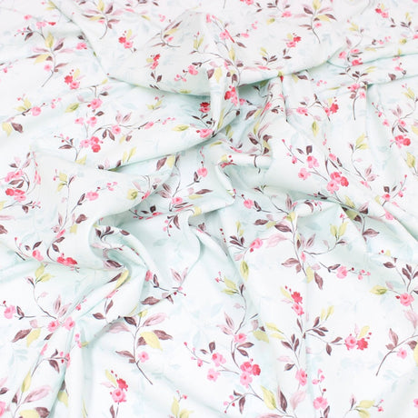 3 Metre Deluxe Santorini Floral Soft Crepe ‘Pastel Edition - Elegant Liberty’ 45" Wide Pastel Water Blue - Pound A Metre