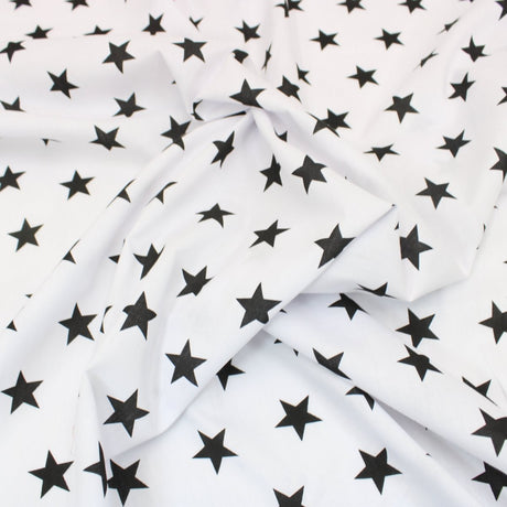 3 Metre Dressmaking Poly-Cotton - Funky Edition - 45" wide Black Star - Pound A Metre