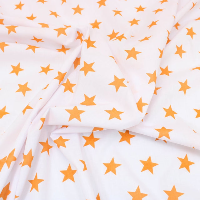 3 Metre Dressmaking Poly-Cotton - Funky Edition - 45" wide Orange Star - Pound A Metre