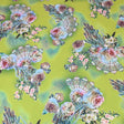 3 Metre Luxury Gold Foil Floral Sateen ‘Beijing Rose' - 55" Wide Green Yellow - Pound A Metre