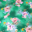 3 Metre Luxury Gold Foil Floral Sateen ‘Fantasia’ - 55" Wide Emerald - Pound A Metre