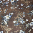 3 Metre Luxury Gold Foil Floral Sateen ‘Fleur’ - 55" Wide Brown - Pound A Metre