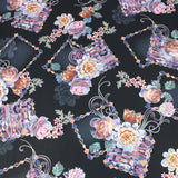 3 Metre Luxury Gold Foil Floral Sateen ‘Floret’ - 55" Wide Black - Pound A Metre