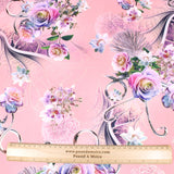 3 Metre Luxury Gold Foil Floral Sateen ‘Serenity Rose’ - 55" Wide Peach Pink - Pound A Metre