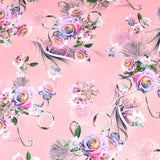 3 Metre Luxury Gold Foil Floral Sateen ‘Serenity Rose’ - 55" Wide Peach Pink - Pound A Metre