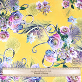 3 Metre Luxury Gold Foil Floral Sateen 'Serenity Rose’ - 55" Wide Yellow - Pound A Metre