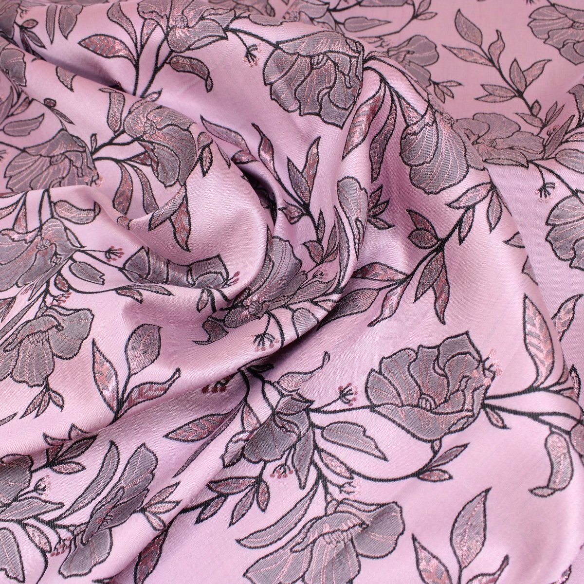 3 Metre Luxury Metallic Floral Brocade - 55” Wide Dusky Pink - Pound A Metre